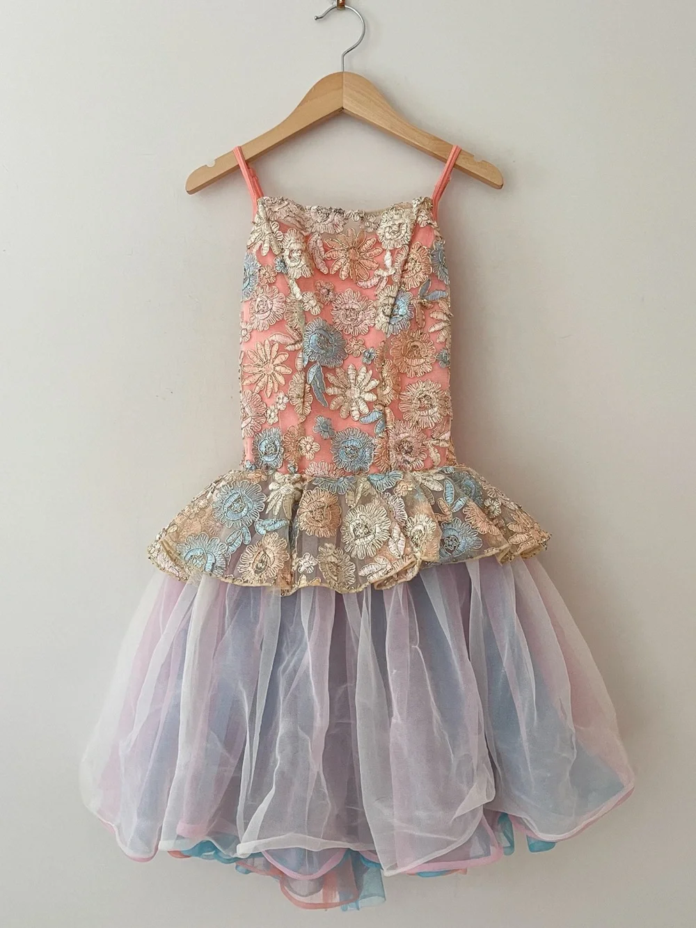 CURTAIN CALL COSTUMES VGUC Floral Embroidered Tulle Dance Recital Ballet Costume